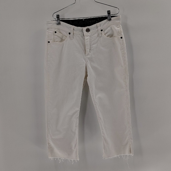 Wrangler Q-baby Altered Crop Denim Jeans Size 7 8 White No Gap Waist - Picture 1 of 10